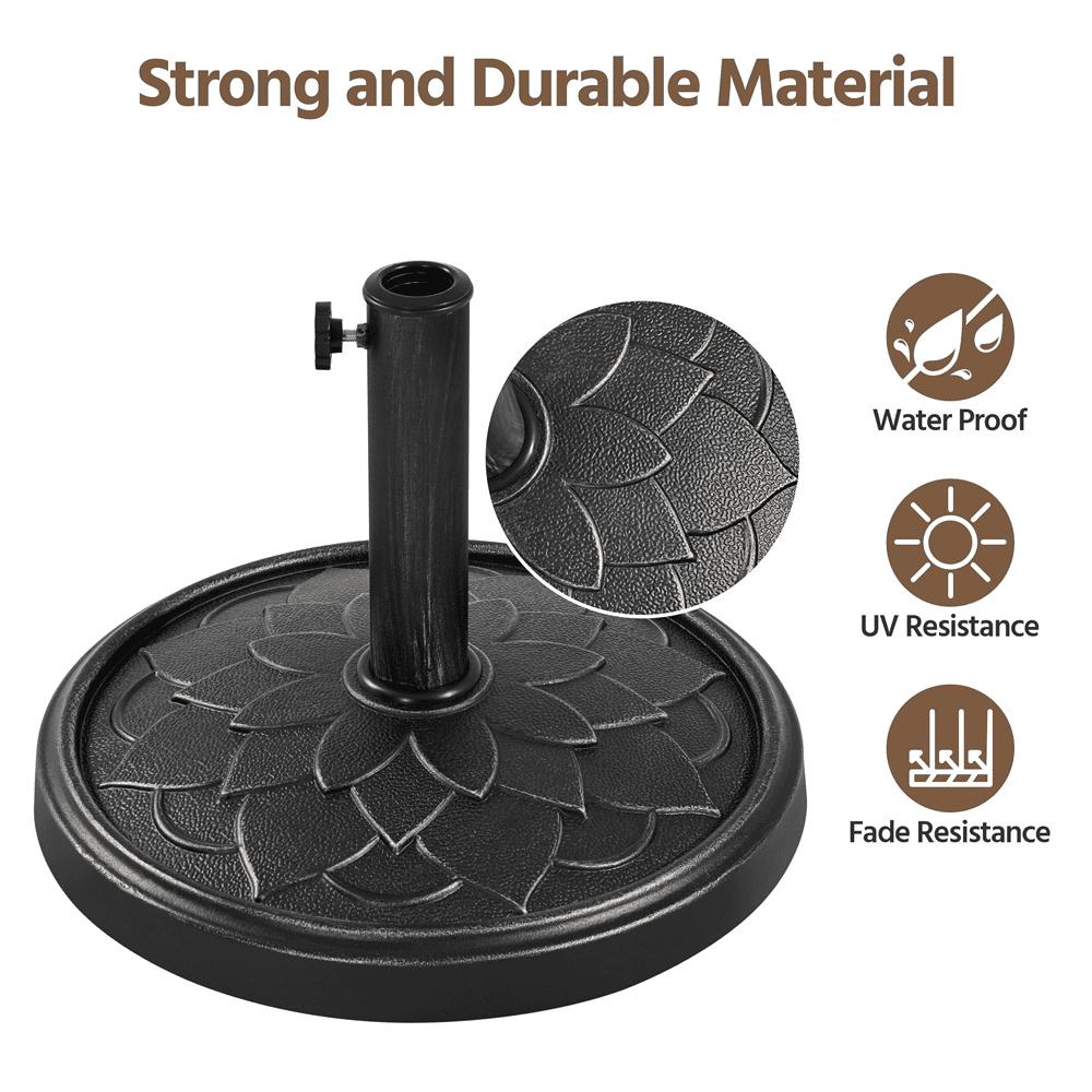 Renwick 26.5 lb Heavy Duty Patio Umbrella Base with Flower Pattern, Black