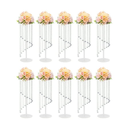 Loyalheartdy 10Pcs Clear Acrylic Vases Wedding Centerpieces Party 23.6" Tall Crystal Column Flowers Stands Set