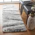 thumbnail image 2 of SAFAVIEH Fontana Dania Zig-Zag Shag Runner Rug, Grey/Charcoal, 2'3" x 8', 2 of 8