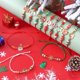 thumbnail image 3 of 12 pulseras de la amistad para niñas, pulsera trenzada navideña, pulsera tejida ajustable hecha a mano con colgante de copo de nieve, muñeco de nieve y alce de Papá Noel, 3 of 4