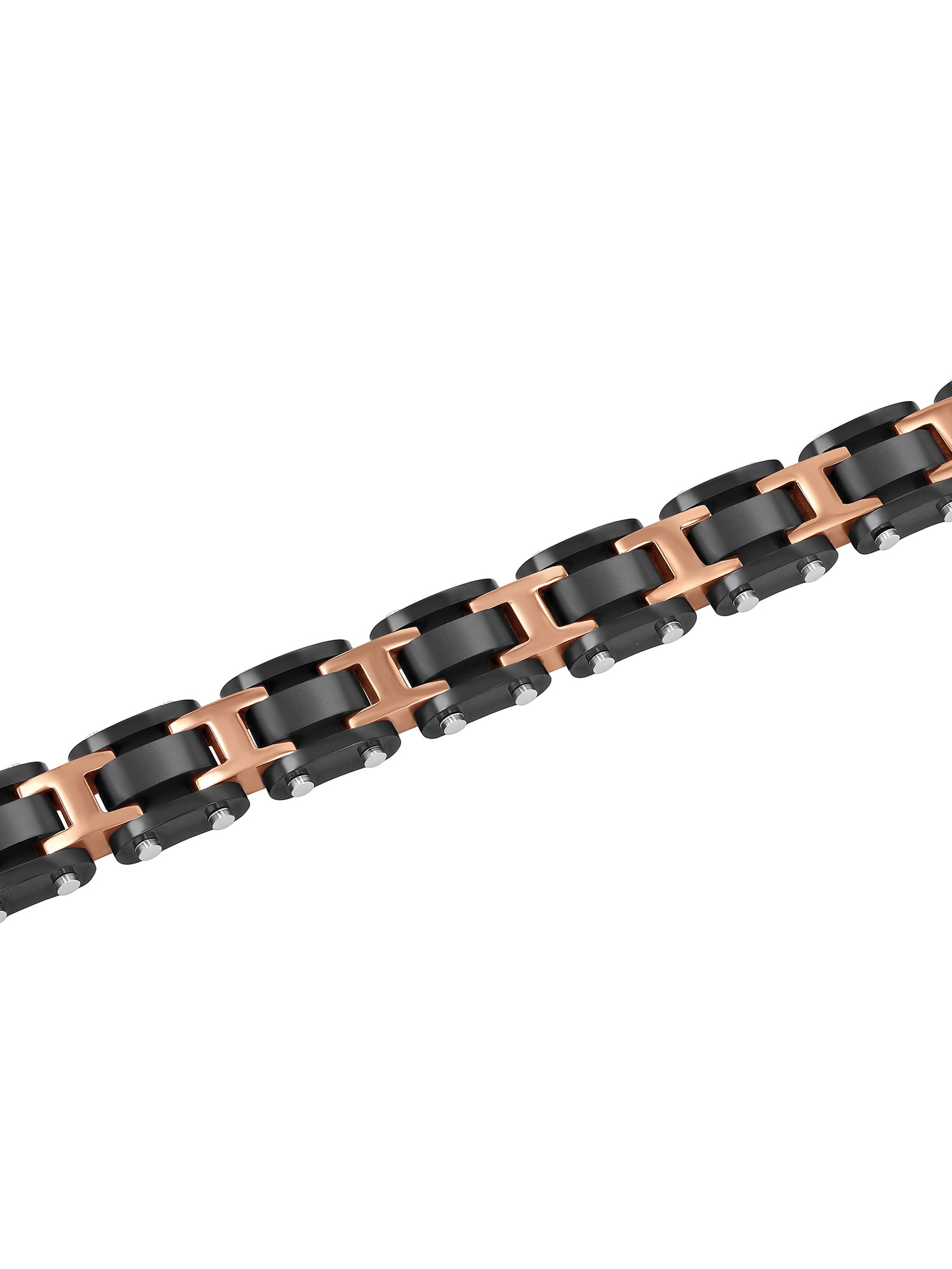 Brilliance Fine Jewelry Two-Tone Black and Brown Link Bracelet, Stainless Steel