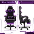 thumbnail image 5 of Luxvie Gaming Chair with Footrest High Back Gamer Chair with Headrest&Massage Lumbar Support Swivel Ergonomic Gaming Chair for Adults, Purple, 5 of 10