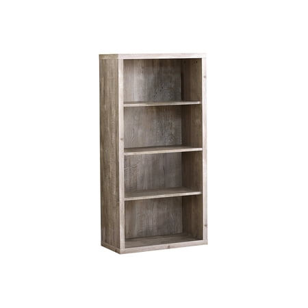 5 Tier Taupe Modern Bookcase with Adjustable Shelves for Office and Bedroom Storage