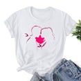 thumbnail image 2 of Hyknon Hauts pour Femmes Été Amoureux T-shirt Imprimé Col Rond Manches Courtes Haut Doux Pull Polyvalent pour Sortir, 2 of 3