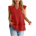 thumbnail image 4 of Summer Tank Tops for Women Oversized V Neck Ruffle Sleeveless Shirts Casual Solid Plus Size Loose Quickly Dry Breathable T Shirts Elegant Tanks Blouses, 4 of 8