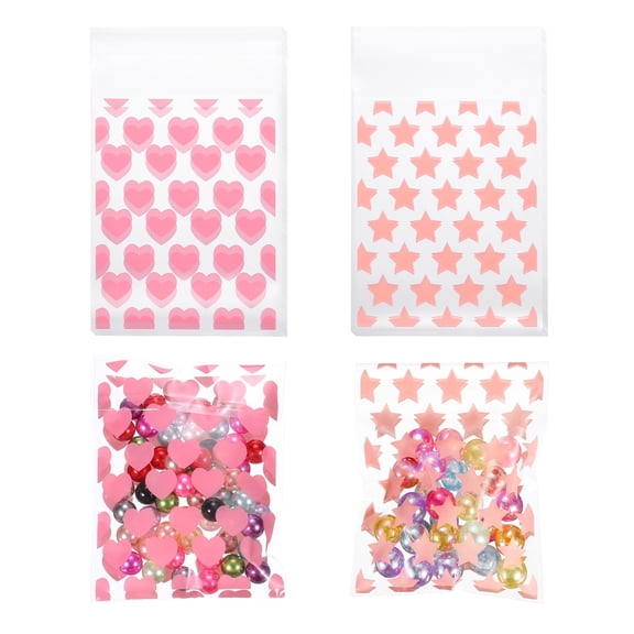 Uxcell 50Pcs 3"x4" Treat Bags with Lock Seal Zipper Red