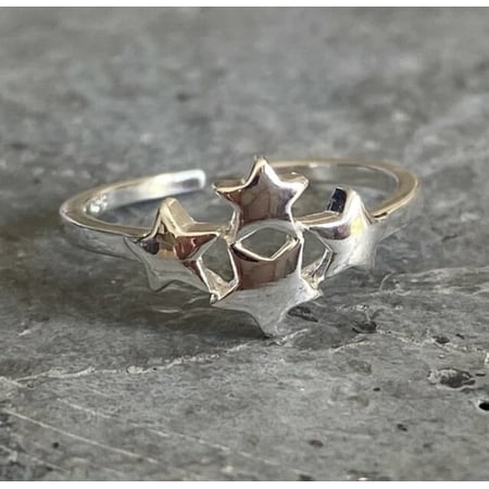 JALASH ONLINE Solid Metal Women's Four Star Adjustable Toe Ring In White Gold Plated Silver1