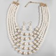 thumbnail image 3 of Pierced five strand gold and cream pearl statement necklace set, 3 of 4