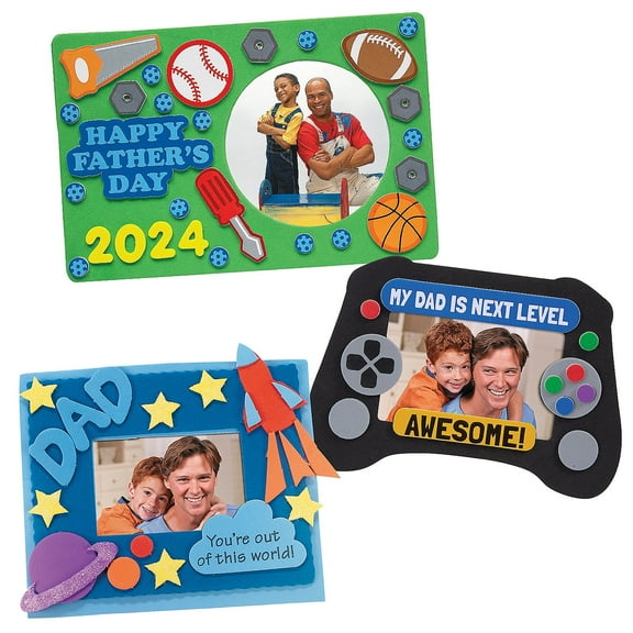 Fun Express Father’s Day Picture Frame Magnet Craft Kit Assortment - Makes 36