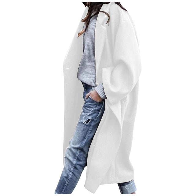 EGNMCR Veste à Manches Longues pour Femmes, Manteau et Vestes Décontractés Sans Capuche à Manches Longues Mode Femmes Col Rabattu Manteau Décontracté à Manches Longues Cardigan Blouse Manteau pour Femmes