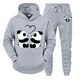 thumbnail image 2 of Conjunto de chándal con capucha para mujer, ropa deportiva con estampado de animales bonitos, chándal con capucha y pantalones deportivos, 2 of 5