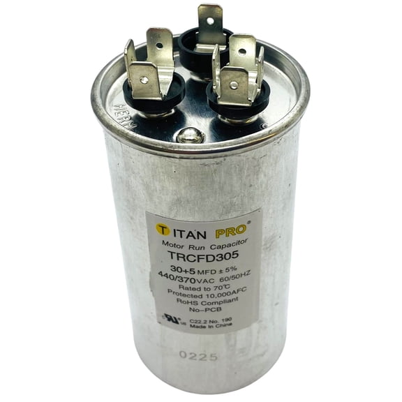 Packard Titan Pro Run Capacitor, Round, 30 5 Mfd, 440-370V, TRCFD305