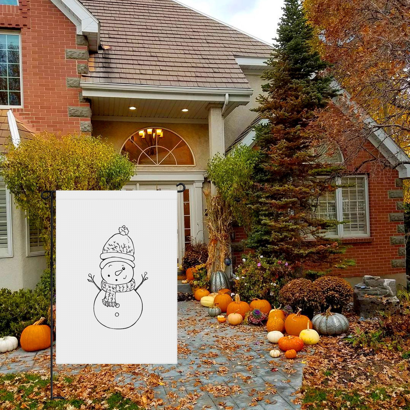 Welcome Winter Garden Flag for Outdoor - Decoration for House Front Door Farmhouse 28x40inch - Cute Cartoon Snowman House Decor - Durable Double Side Versatile Hanging Decoration