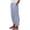 Blue, variant on Trendy High Waisted Chic Loose Fit Casual Pants for Women Fashion Women Summer Elastic Waist Pocket Pants Casual Stripe Printing Full Length Pant Women's Fashion Solid Color Full Length Pants