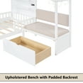 thumbnail image 5 of Bellemave Twin Size House Bed with Fence, Wireless Charging and Drawers Twin Storage Platform Bed with Upholstered Bench and LED Lights L-shaped Wooden House Bed for Teens, White, 5 of 12