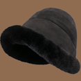 thumbnail image 2 of Yuanlong Womens Bucket Hat Minimal Plush Lined Warm Winter Hat Windproof Soft Cozy Casual Daily Elegant Outdoor Headwear, 2 of 3