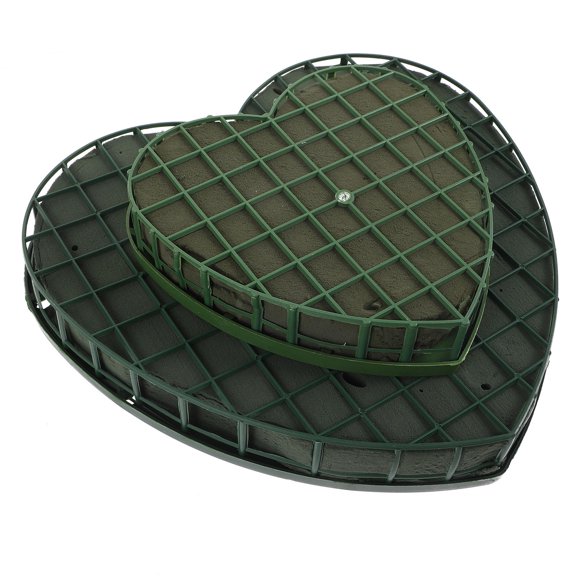 TEHAUX 2Ud Practical Flower Mud Heart Shape Green Absorbent for Floral Accessory Use