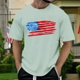 thumbnail image 4 of Caqnni American Flag T-Shirt for Men 4th July Patriotic Shirt Summer Short Sleeve Crew Neck Tops USA Flag Tee (Light Green,L), 4 of 4