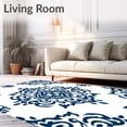 thumbnail image 2 of ODIKA 6'x9' Machine Washable Non-Slip Area Rug, Elegant Mediterranean Swirl Damask Print High Traffic Rug, Blue, 567904, 2 of 7
