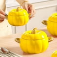 thumbnail image 4 of Zawou 800ml Ceramic Pumpkin Bowl with Lid – Cute Mini Dutch Oven Style Tableware for Oatmeal, Snacks, or Holiday Desserts, 4 of 7