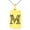 Gold, variant on Stainless Steel Letter M Initial Dotted Monogram Engraved Small Rectangle Dog Tag Charm Pendant Necklace