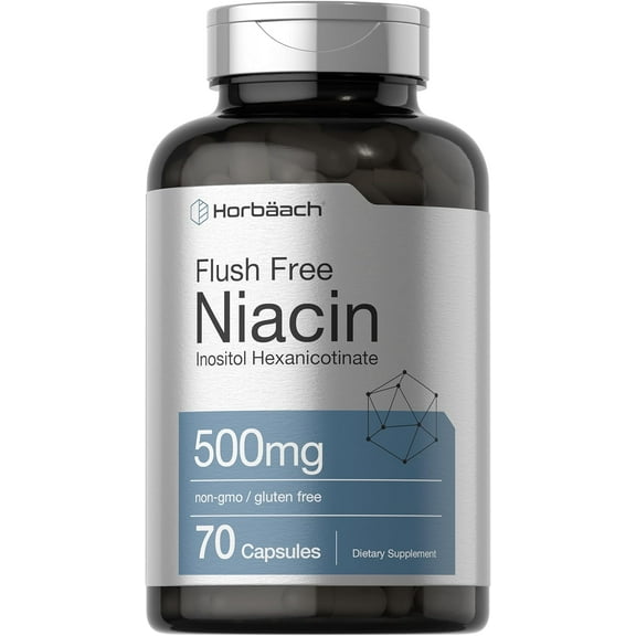 Niacin | 500mg | 70 Capsules | Flush Free with Inositol Hexanicotinate | by Horbaach