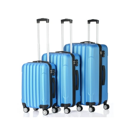 - 3PCS Luggage Travel Set Bags ABS Trolley Hard Shell Suitcase W/TSA lock With 4 Wheels Multi-Colored