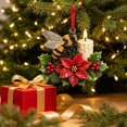 thumbnail image 3 of Christmas Bird Acrylic Ornament 3.9 Inch Poinsettia Candle Hanging Tree Decor Design D, 3 of 8