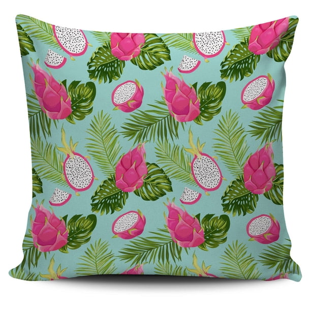 Funda de cojín con estampado de hojas de fruta de dragón