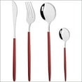 thumbnail image 1 of Nvzi 40-Piece Silverware Set Stainless Steel Reusable Utensils Forks Spoons Knives Set, Mirror Polished Cutlery Flatware Set, Great for Family Gatherings & Daily Use (10,Red Handle Silver), 1 of 5
