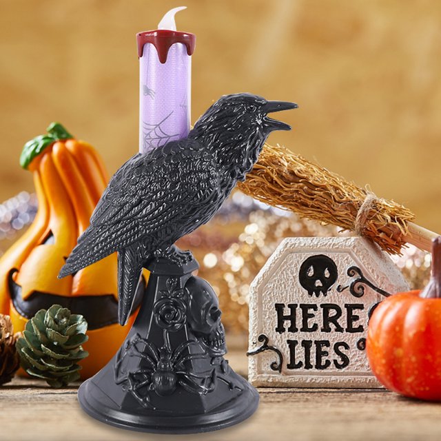 Lámpara de candelabro de cuervo de Halloween, regalos festivos, accesorios de fiesta de Festival gótico LED