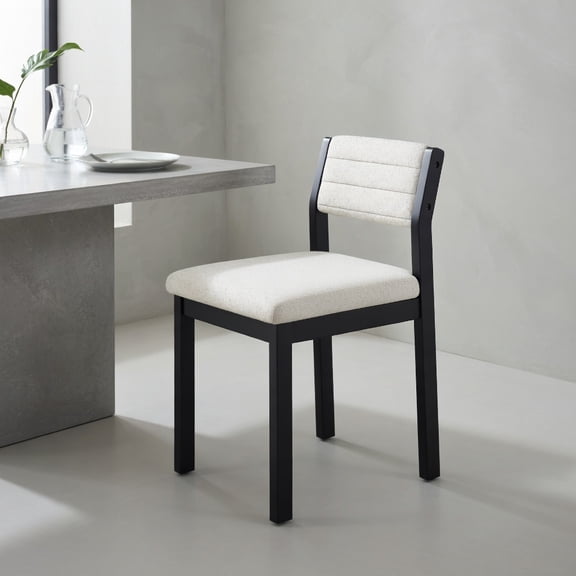 Topcobe Set of 2 Dining Chairs Sherpa Upholstered Armless Chair with Wood Frame, Modern Furniture for Living Room, Balcony-White