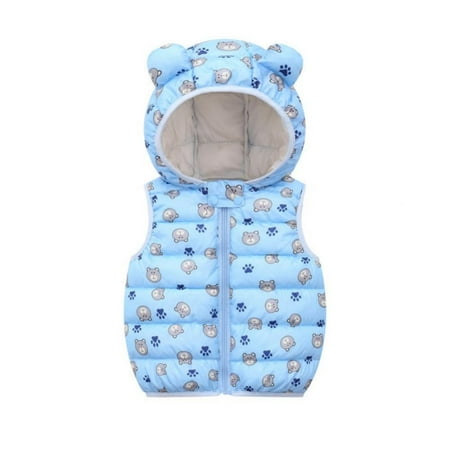 

Bullpiano Winter Boys Girls Vests Hoodies Waistcoats Cartoon Print Padded Jacket Vests Outerwear & Coats Kids Clothing