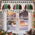 thumbnail image 6 of Merry Christmas Tie Up Valances Curtain, Retro Plaid Xmas Pine Tree Black Plaid Linen Adjustable Rod Pocket Short Window Treatment Tie Up Curtains Valances for Kitchen Living Room Bathroom 54x18 In, 6 of 9