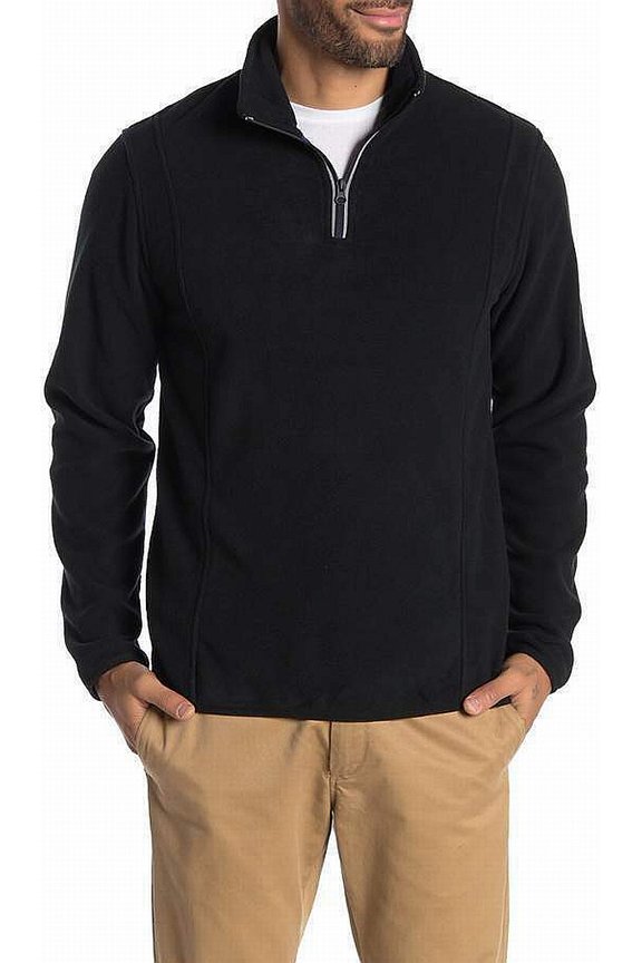 $59.50 Vintage 1946 Partial Zip Fleece Knit Sweater,Color PIRATE BLACK,Size M