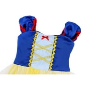 Jurebecia Princess Dress Royal Storybook up Puffed Sleeves & Tulle Skirt Birthday Party Costume Tulle Skirt 4-5 Years