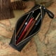 thumbnail image 4 of Estuche de cuero FloreceBien, estuche de cuero hecho a mano con cremallera, estuche de almacenamiento de papelería de gran capacidad, negro, 4 of 5