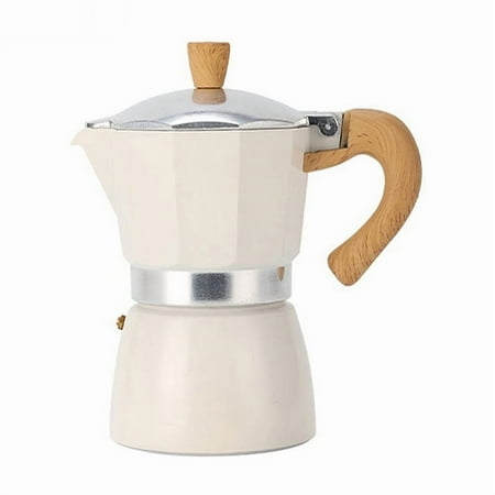 ACDANC 2-6 Cups Single Valve Moka Pot Stovetop Coffee Pot Italian Coffee Machine Cuban Coffee Percolator for Espresso Cappuccino Latte - White 50ml
