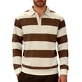 thumbnail image 2 of XIAOCHA Mens Striped Polo Shirt Long Sleeve Half Zip Top Classic Casual Rugby Pullover, 2 of 6