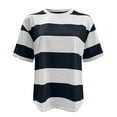 thumbnail image 5 of Weikingp Striped Top Womens Tops Casual Ladies Spring Summer Solid Color Printed Casual Comfortable Women's Tops Short Sleeve Tops Tshirts Shirts For Women Black L Clearance！, 5 of 6