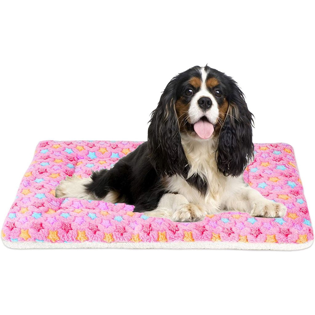 Ultra Soft Pet Bed Mat - Washable Fleece Crate Pad 24x18in Retro Daisy