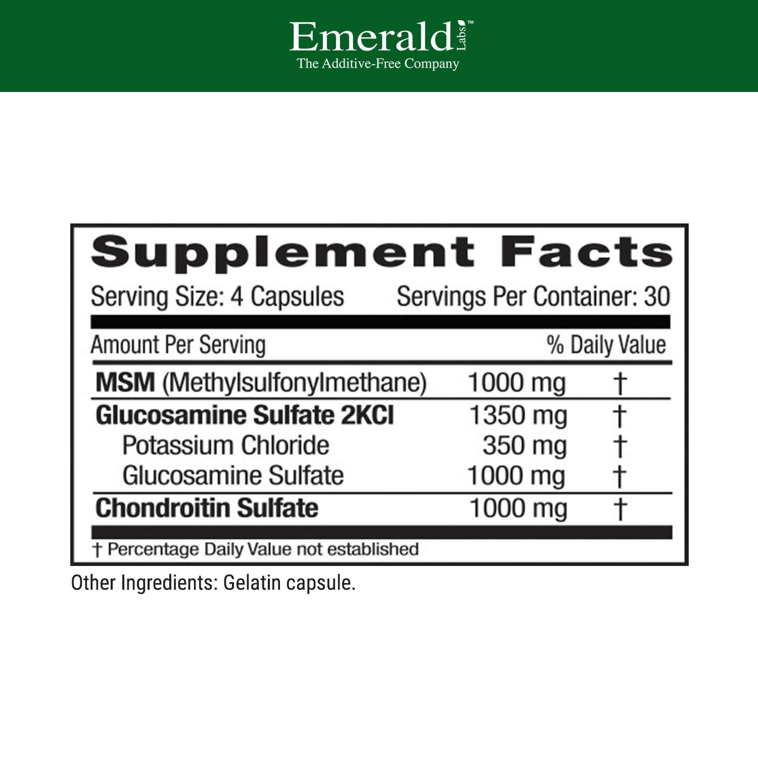 Emerald Labs Glucosamine Chondroitin with MSM - Joint Essentials - Supports Overall Joint Health and Cartilage Health - 120 Capsules