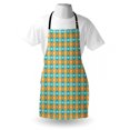 thumbnail image 4 of Geometric Apron, Repetitive Intricated Mosaic Pattern in Aqua Colors and Tangerine Tones, Unisex Kitchen Bib with Adjustable Neck for Cooking Gardening, Adult Size, Apricot Dark Seafoam, by Ambesonne, 4 of 4