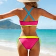 thumbnail image 4 of GEWSEY Womens Bikini Sets Color Block Swimsuits Supportive Wide Strap Two Piece Bathing Suit 2026 (Hot Pink, XL), 4 of 8