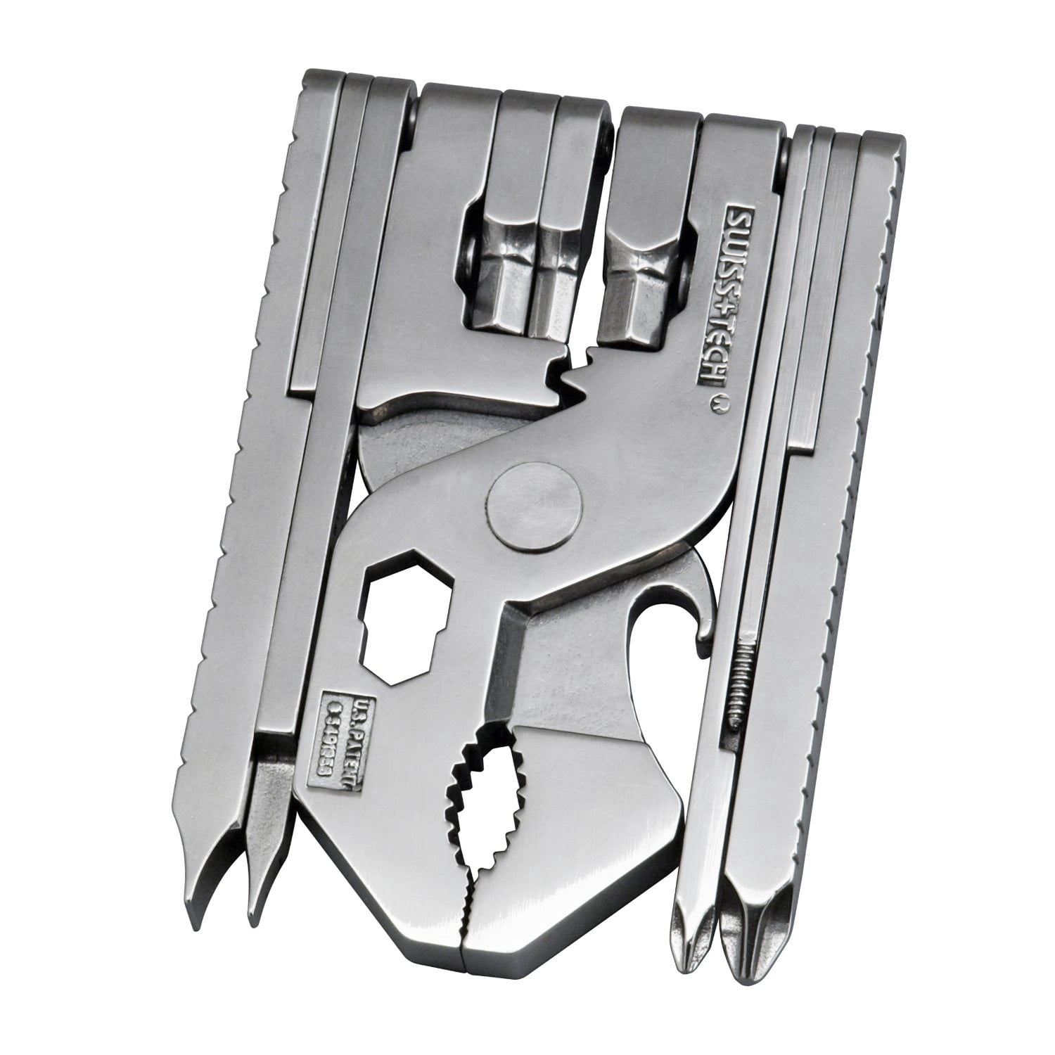 Pocket Multi-Tool Kit (22-in-1) Tool with Wrenches, Allen Drivers, Hand Drill and More, Solid Steel Construction, Polished Stainless Steel