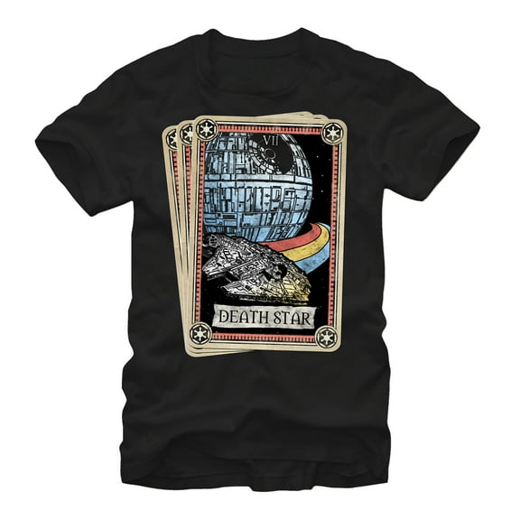 Men's Star Wars Death Star Tarot Card Graphic Tee Black Small