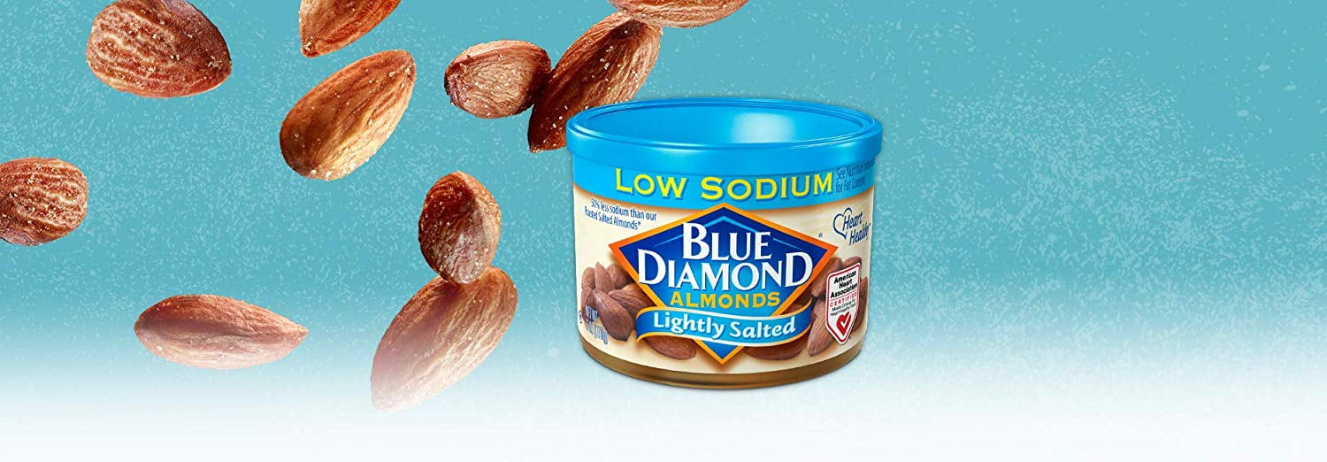 Blue Diamond Almonds, Low Sodium Lightly Salted, 6 Ounce (Pack of 6