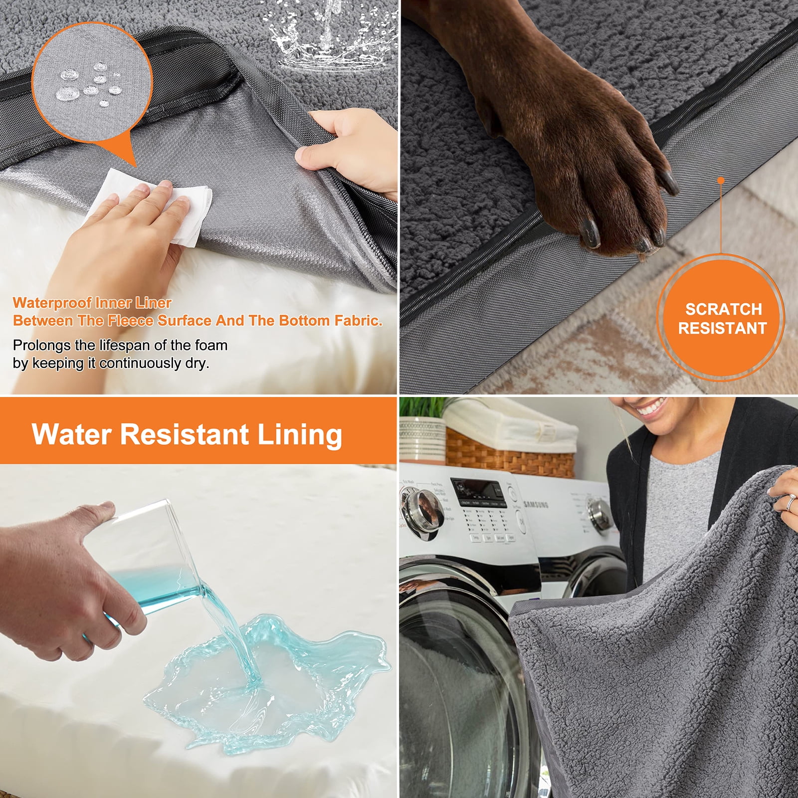 PayUSD Dog Bed for Extra Large Dogs Waterproof Thick Dog Beds Big Orthopedic Dog Beds with Removable Double Layer Washable Cover for Jumbo Dogs Pet Bed Mat Egg-Crate Foam, 2XL(47"X30"X4"), Gray