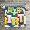 thumbnail image 3 of Ambesonne Birthday Party Quilted Bedspread Set 3 Pcs, Birthday Lettering, King Size, Multicolor, 3 of 3