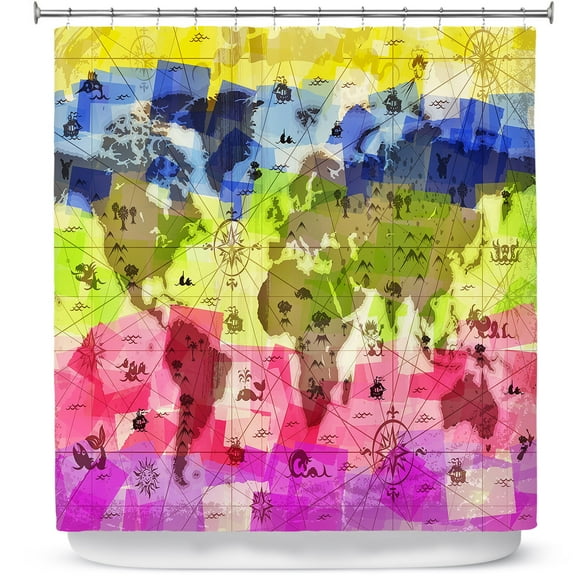 Shower Curtains 70" x 73" from DiaNoche Designs by Angelina Vick - Whimsical World Map II